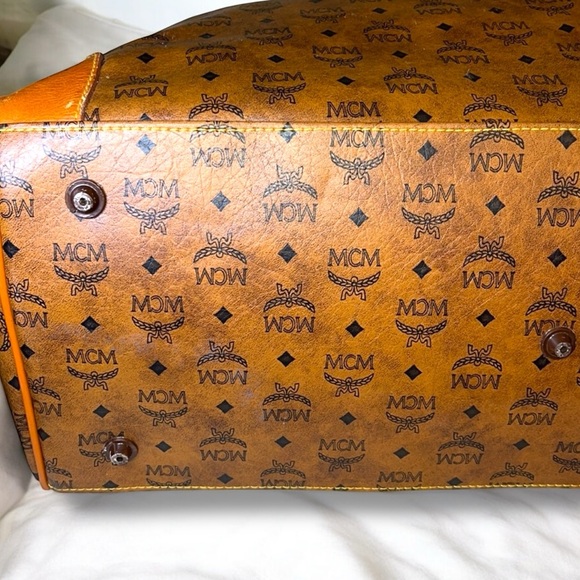 MCM Cognac Visetos Logo Weekender Bag with 2 Keys and COA - Picture 6 of 14